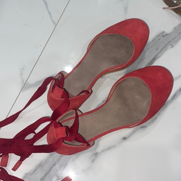 Camper red velvet lace up platforms - Picture 1 of 9